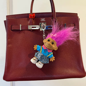 4'  Troll Doll  : Purple Hair & Neon Outfit - troll charms troll keychains vintage keychain vintage charms for bag nostalgia vintage keychains y2k collectible - Bag Crap