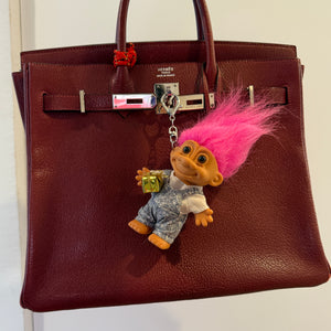 4'  Troll Doll  : Pink Hair & Acid Wash Overalls - troll charms troll keychains vintage keychain vintage charms for bag nostalgia vintage keychains y2k collectible - Bag Crap