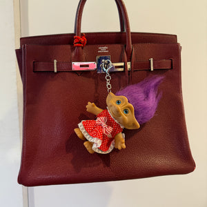 4.5'  Troll Doll  : Purple Hair & Red Dress - troll charms troll keychains vintage keychain vintage charms for bag nostalgia vintage keychains y2k collectible - Bag Crap