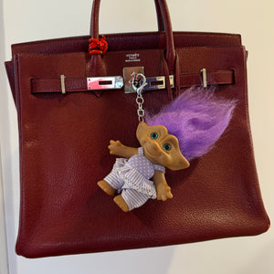 4.5'  Troll Doll  : Purple Hair & Polka Dots - troll charms troll keychains vintage keychain vintage charms for bag nostalgia vintage keychains y2k collectible - Bag Crap