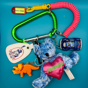 Bag Crap - Xl Green Carabiner Teddy Bear Y2k Vintage Bag Charm & Keychain Pack