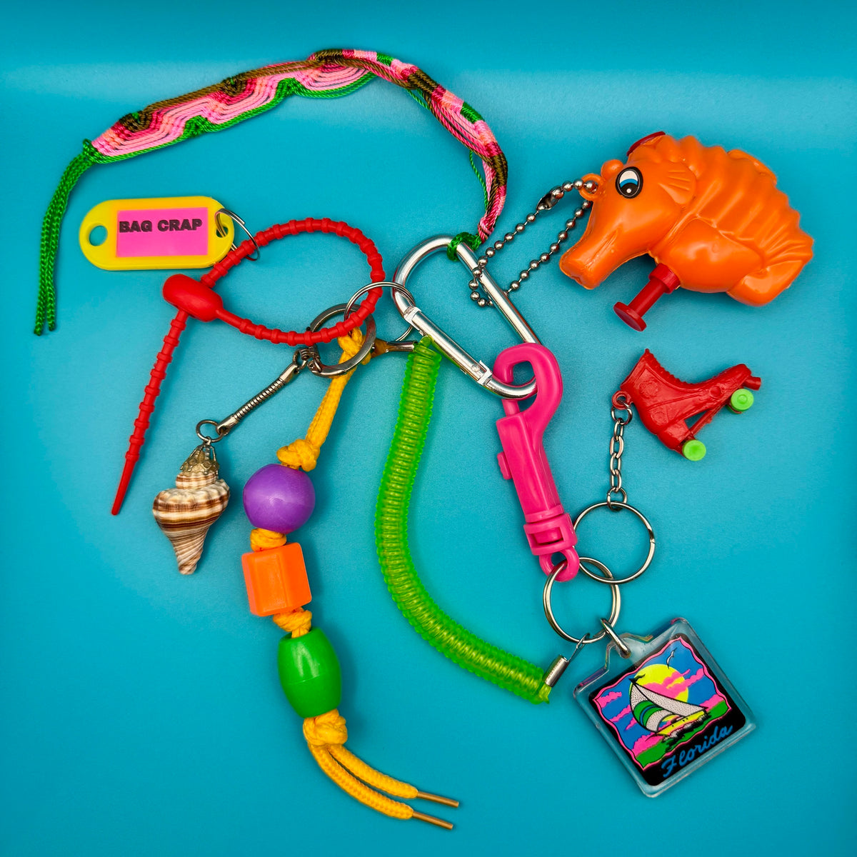 Seahorse Squirt Gun 80s    &  Pack -  vintage keychain vintage charms for bag nostalgia vintage keychains y2k collectible - Bag Crap