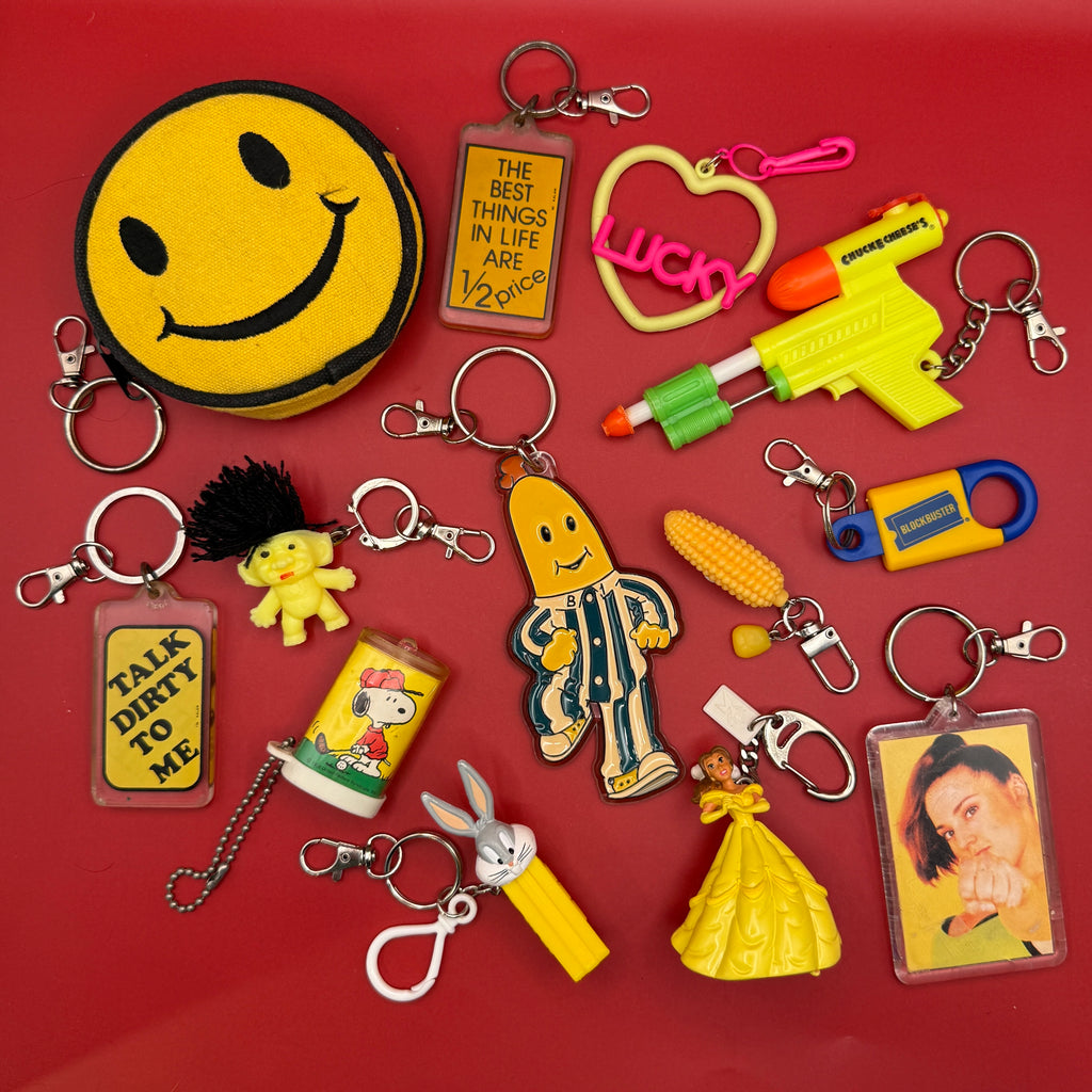 1970s-Y2K Vintage Bag Charms & Vintage Keychains: Yellow Collection