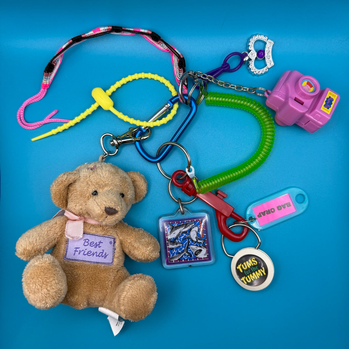 Bff Teddy Bear Peppa Pig Camera Y2k    &  Pack -  vintage keychain vintage charms for bag nostalgia vintage keychains y2k collectible - Bag Crap