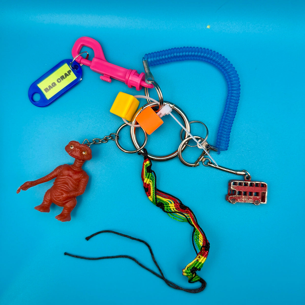 E.T. Double Decker Bus 80s    &  Pack -  vintage keychain vintage charms for bag nostalgia vintage keychains y2k collectible - Bag Crap