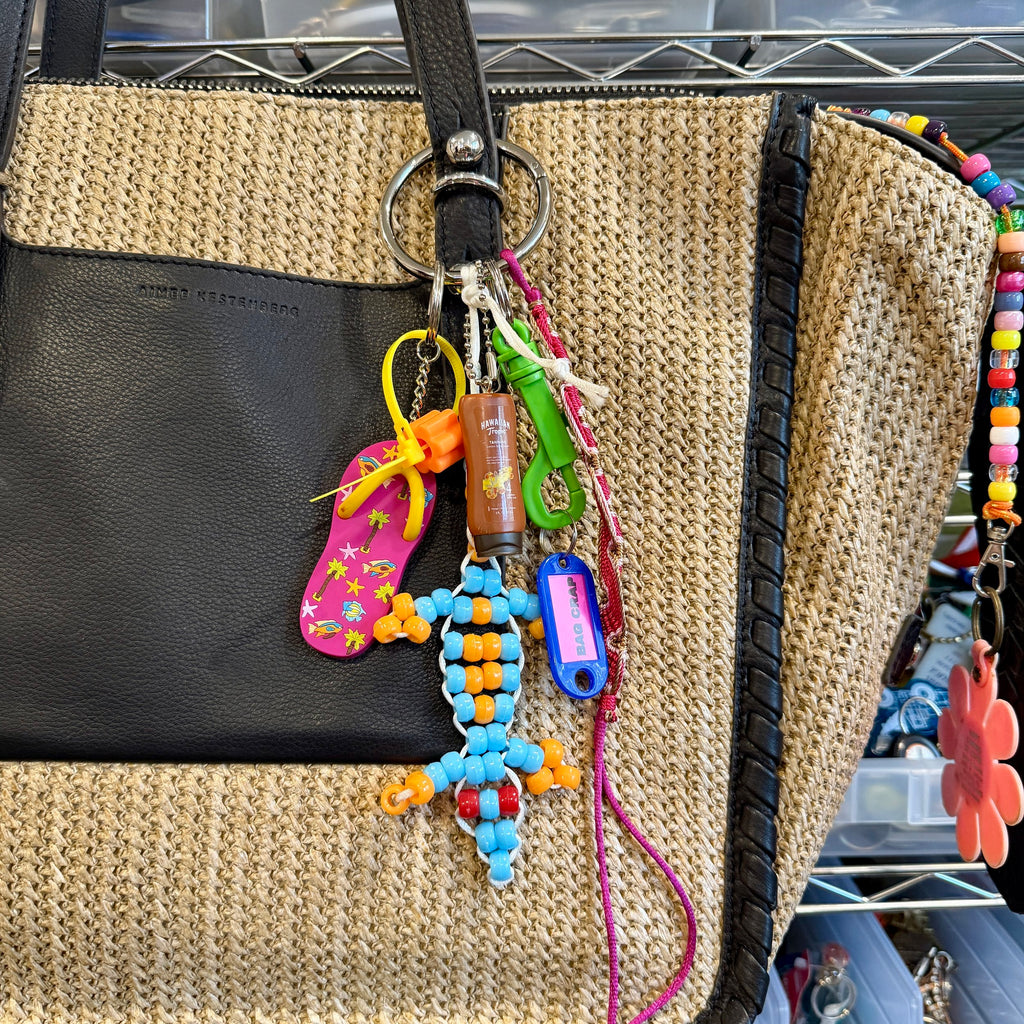 Blue Beaded Lizard Vintage Bag Charm & Keychain Pack