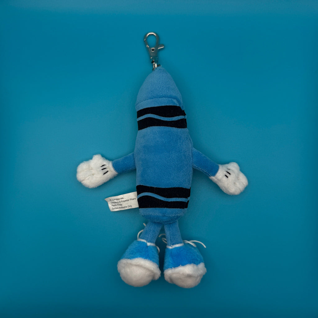 Vintage 90s Plush Blue Crayon Bag Charm Keychain