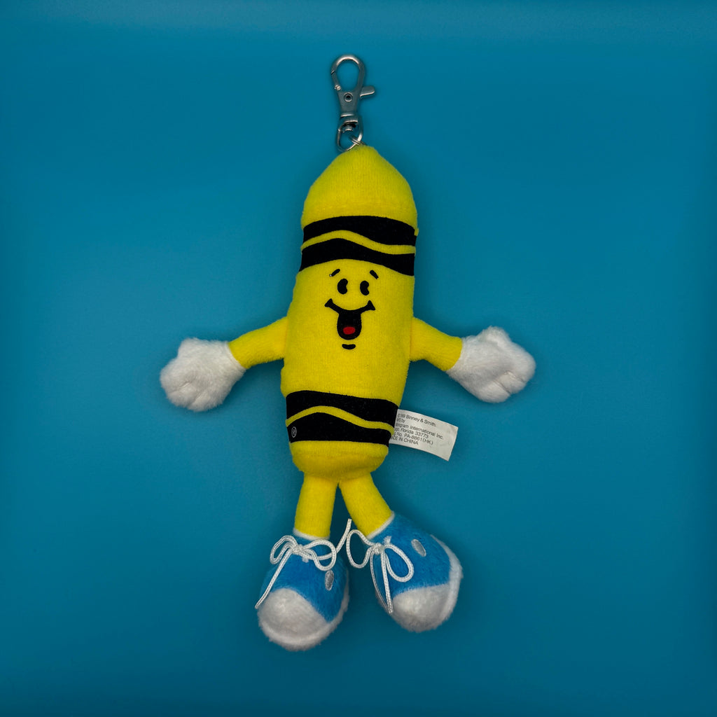 Vintage 90s Plush Yellow Crayon Bag Charm Keychain