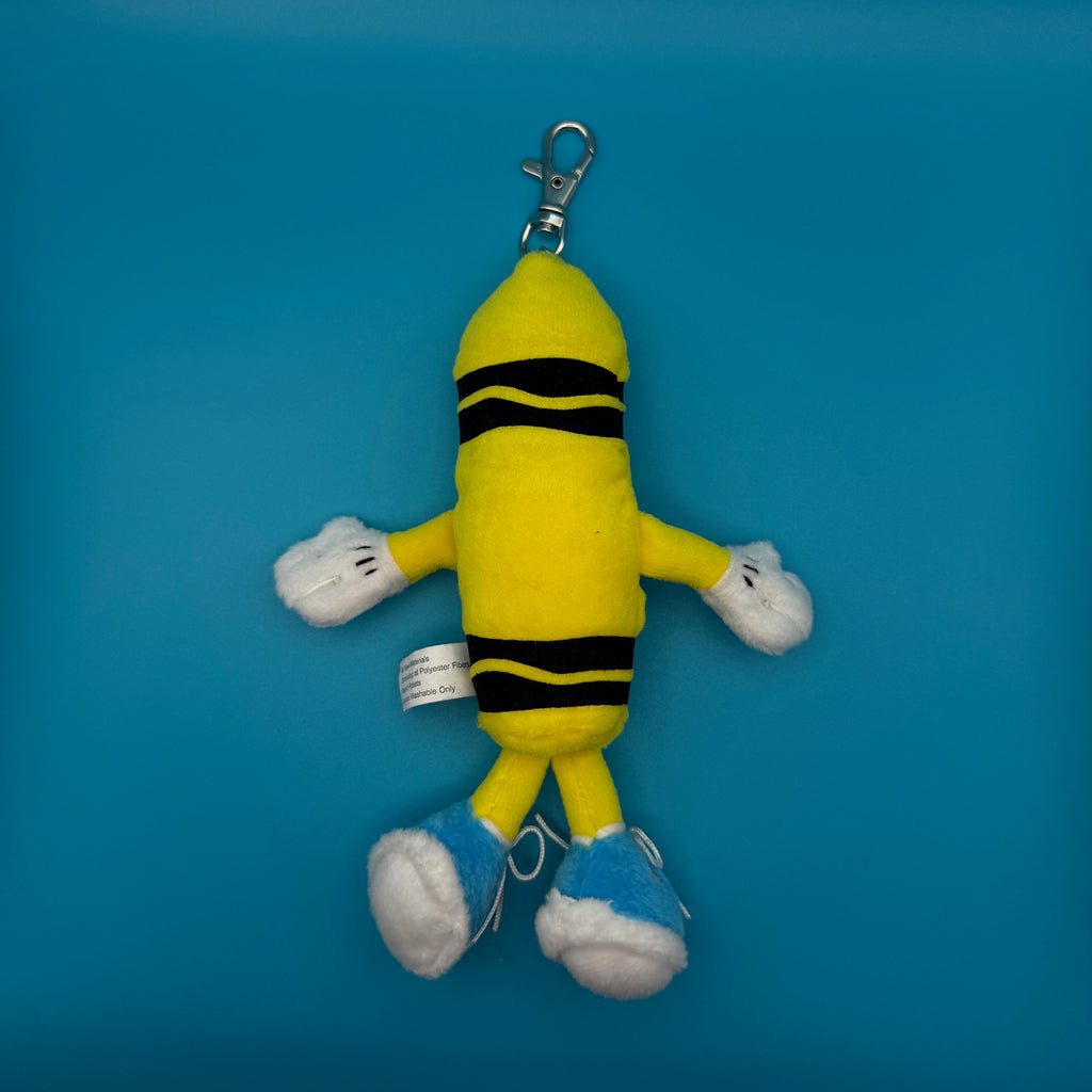 Vintage 90s Plush Yellow Crayon Bag Charm Keychain