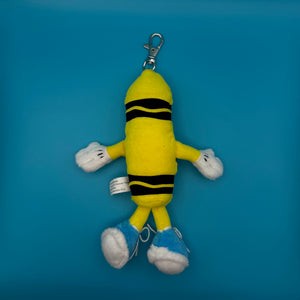 90s Plush Yellow Crayon -  vintage keychain vintage charms for bag nostalgia vintage keychains y2k collectible - Bag Crap