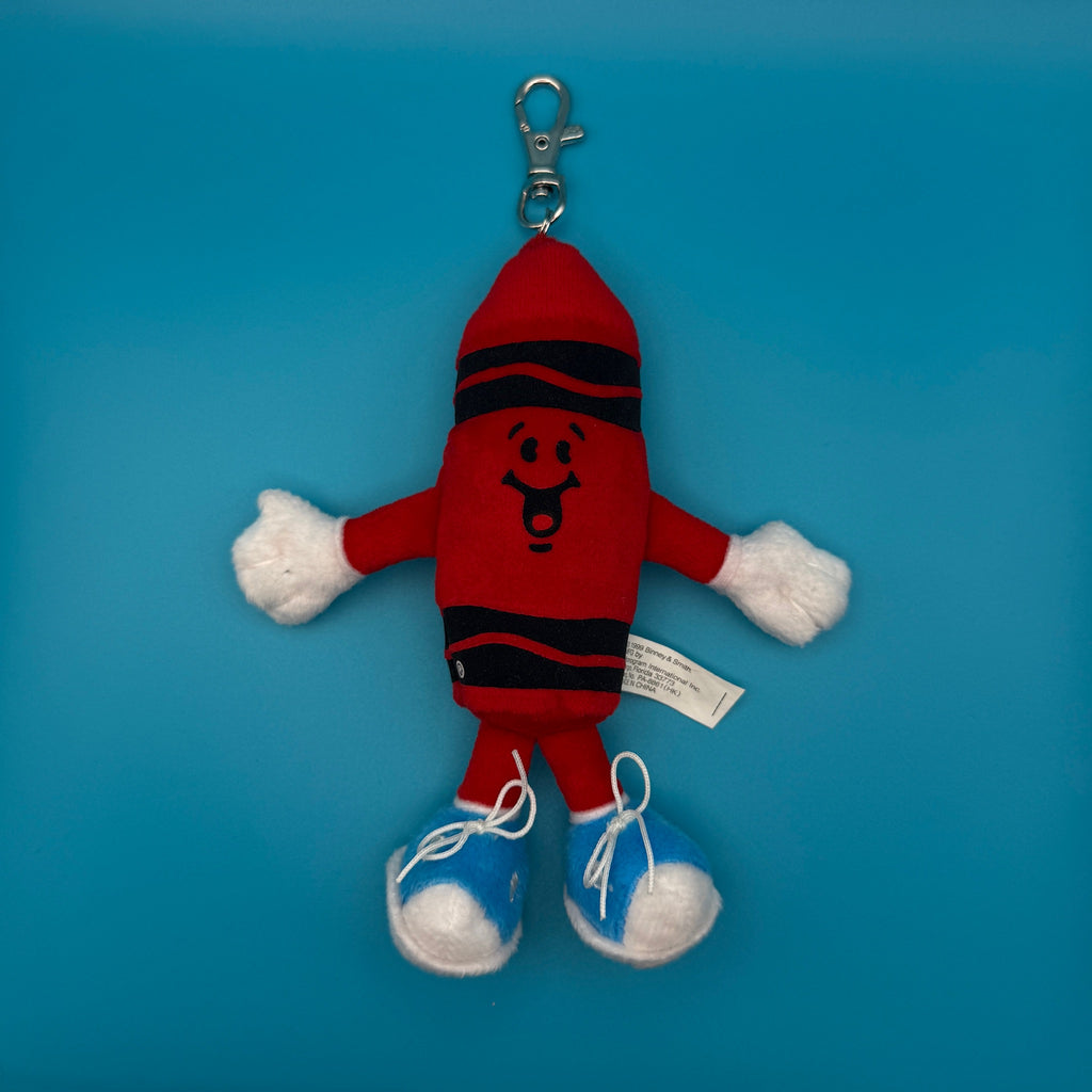 Vintage 90s Plush Red Crayon Bag Charm Keychain