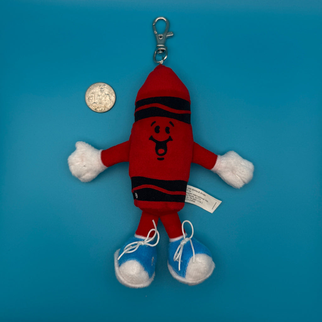 Vintage 90s Plush Red Crayon Bag Charm Keychain
