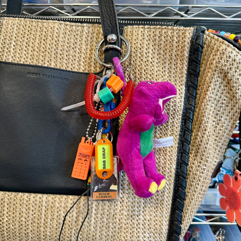 Barney Plushie Busch Gardens 90s Vintage Bag Charm & Keychain Pack
