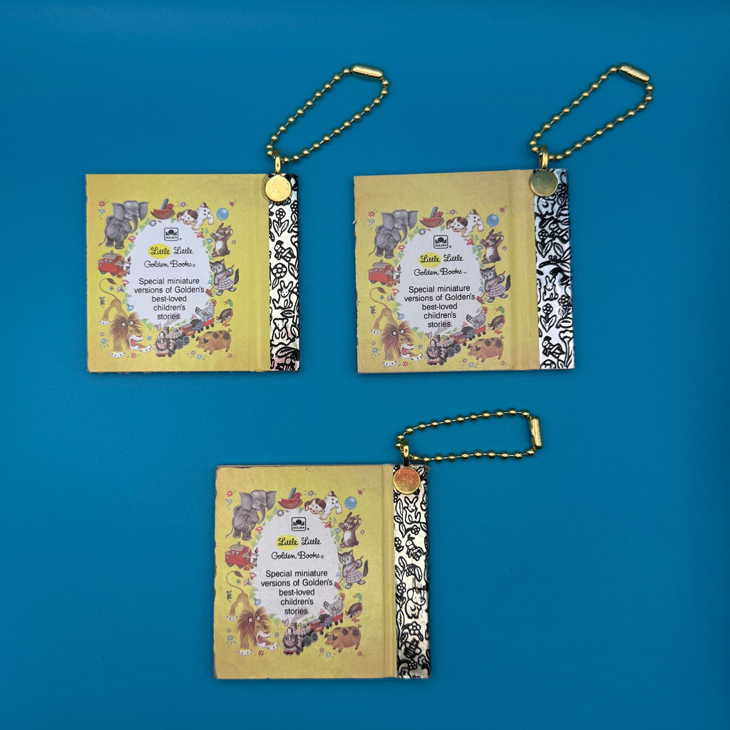 Vintage Little Golden Book Bag Charms - Aladdin, Pinocchio, Bambi