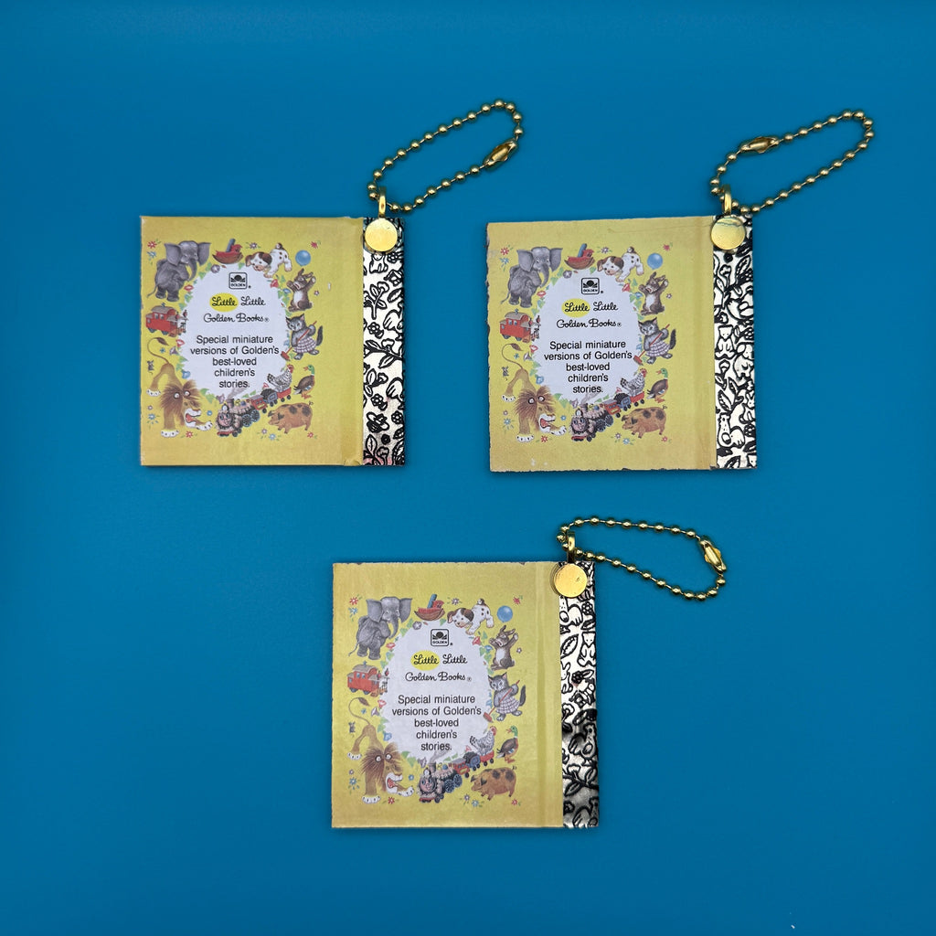 Vintage Little Golden Book Bag Charms - The Little Mermaid, Dumbo, and Snow White