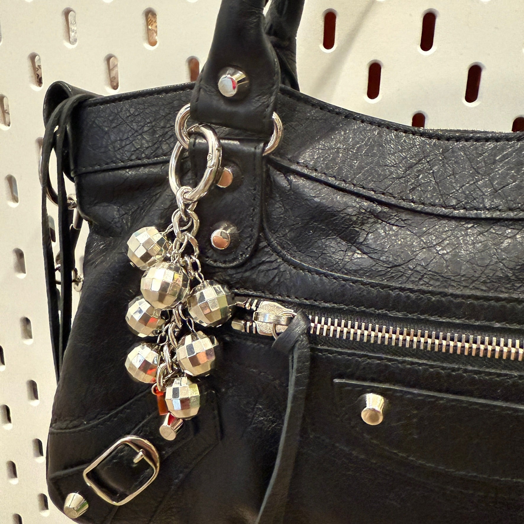 Silver Disco Ball Dangler - vintage bag charm chains silver nostalgia vintage y2k vintage keychain vintage charms for bag nostalgia vintage keychains y2k collectible - Bag Crap
