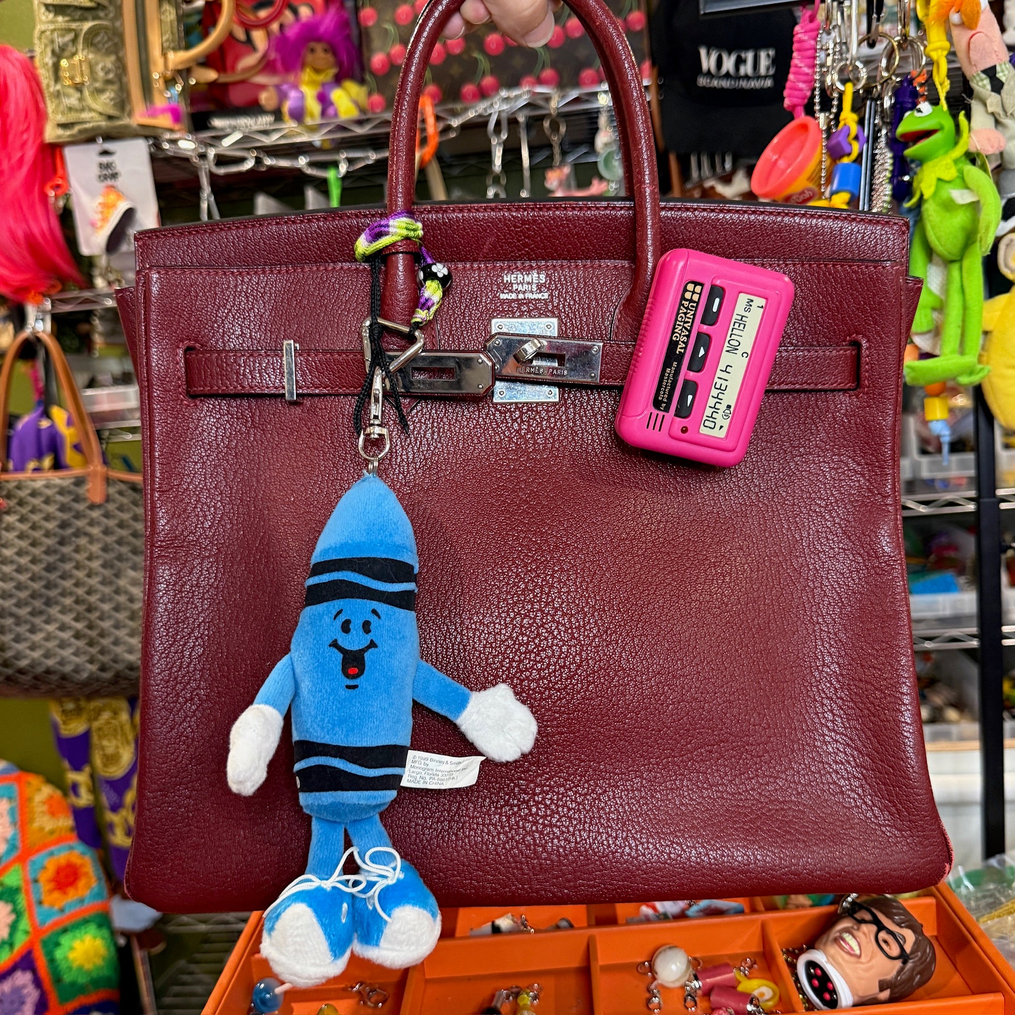 90s Plush Blue Crayon -  vintage keychain vintage charms for bag nostalgia vintage keychains y2k collectible - Bag Crap