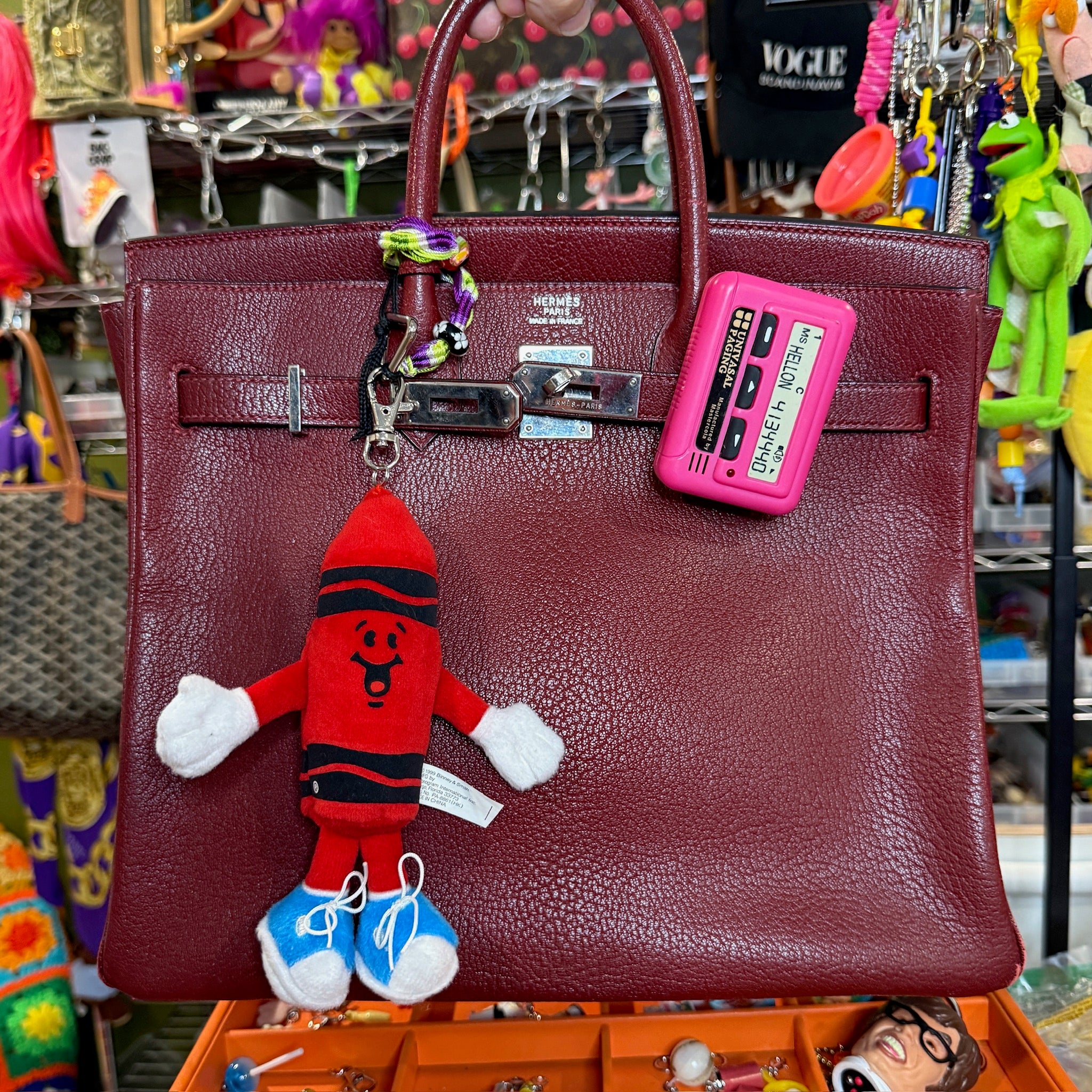 90s Plush Red Crayon -  vintage keychain vintage charms for bag nostalgia vintage keychains y2k collectible - Bag Crap