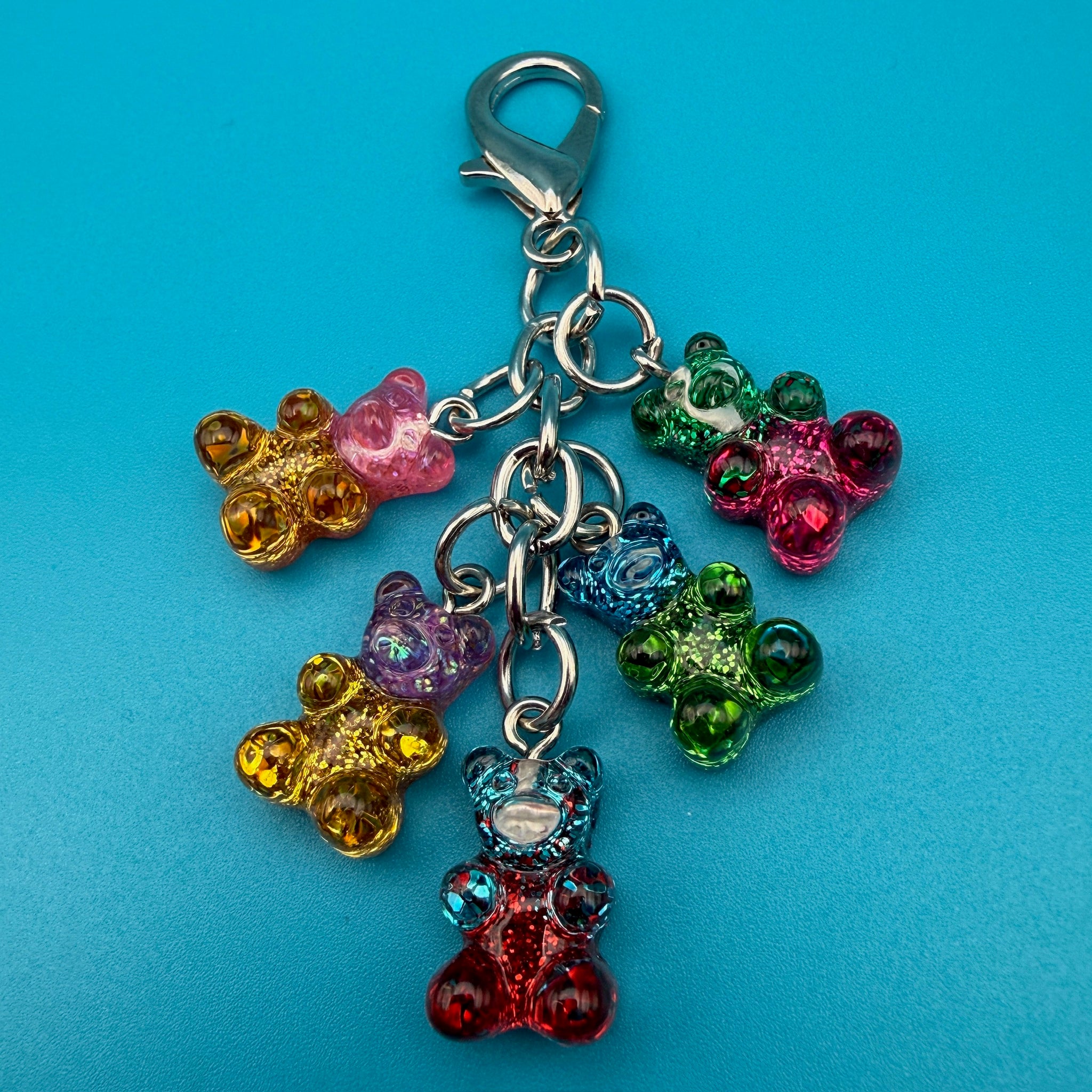 Glitter Gummy Bear Cluster -  vintage keychain vintage charms for bag nostalgia vintage keychains y2k collectible - Bag Crap