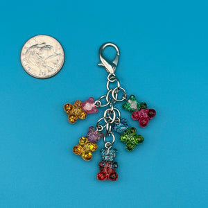 Glitter Gummy Bear Cluster -  vintage keychain vintage charms for bag nostalgia vintage keychains y2k collectible - Bag Crap