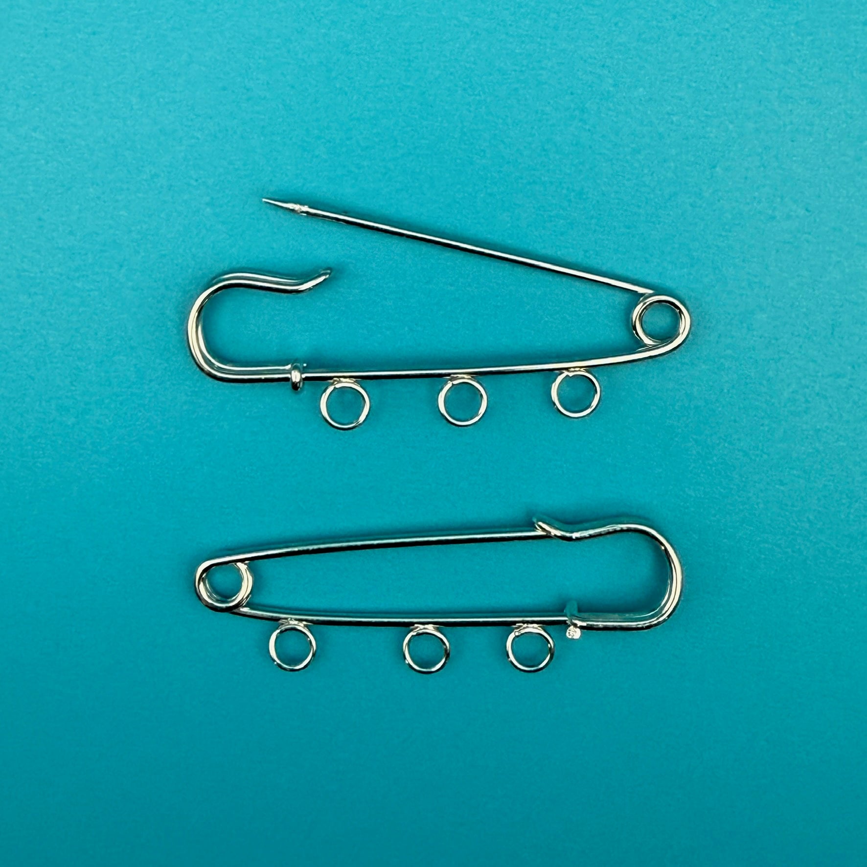 Silver Multi-Loop Safety Pin : 2 Pack - clips carabiners charms keychains bag designer vintage keychain vintage charms for bag nostalgia vintage keychains y2k collectible - Bag Crap