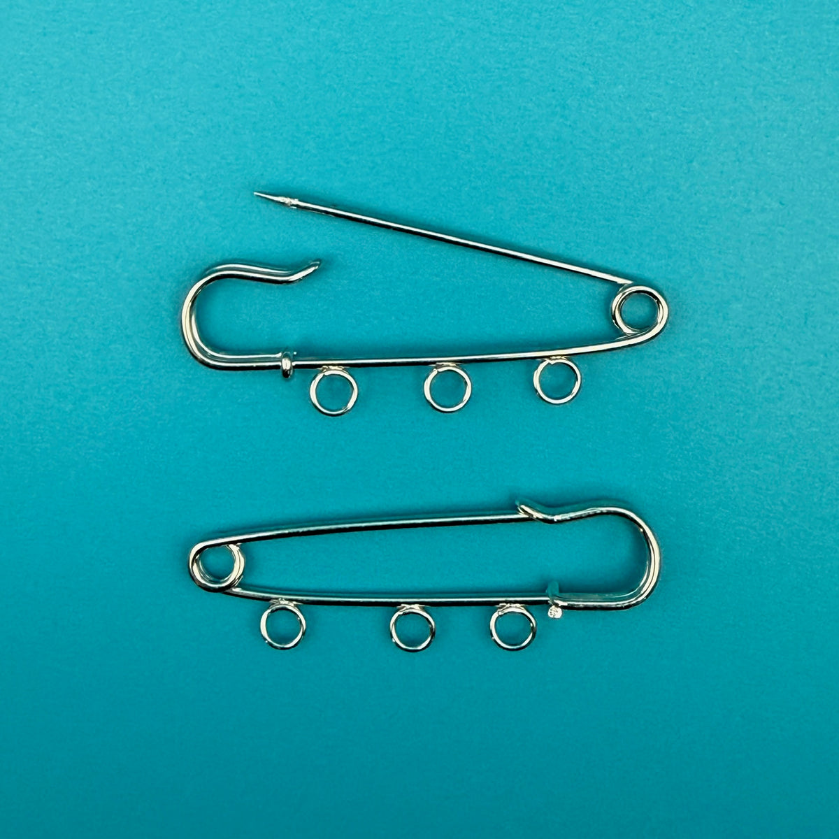 Silver Multi-Loop Safety Pin Charm: 2 Pack