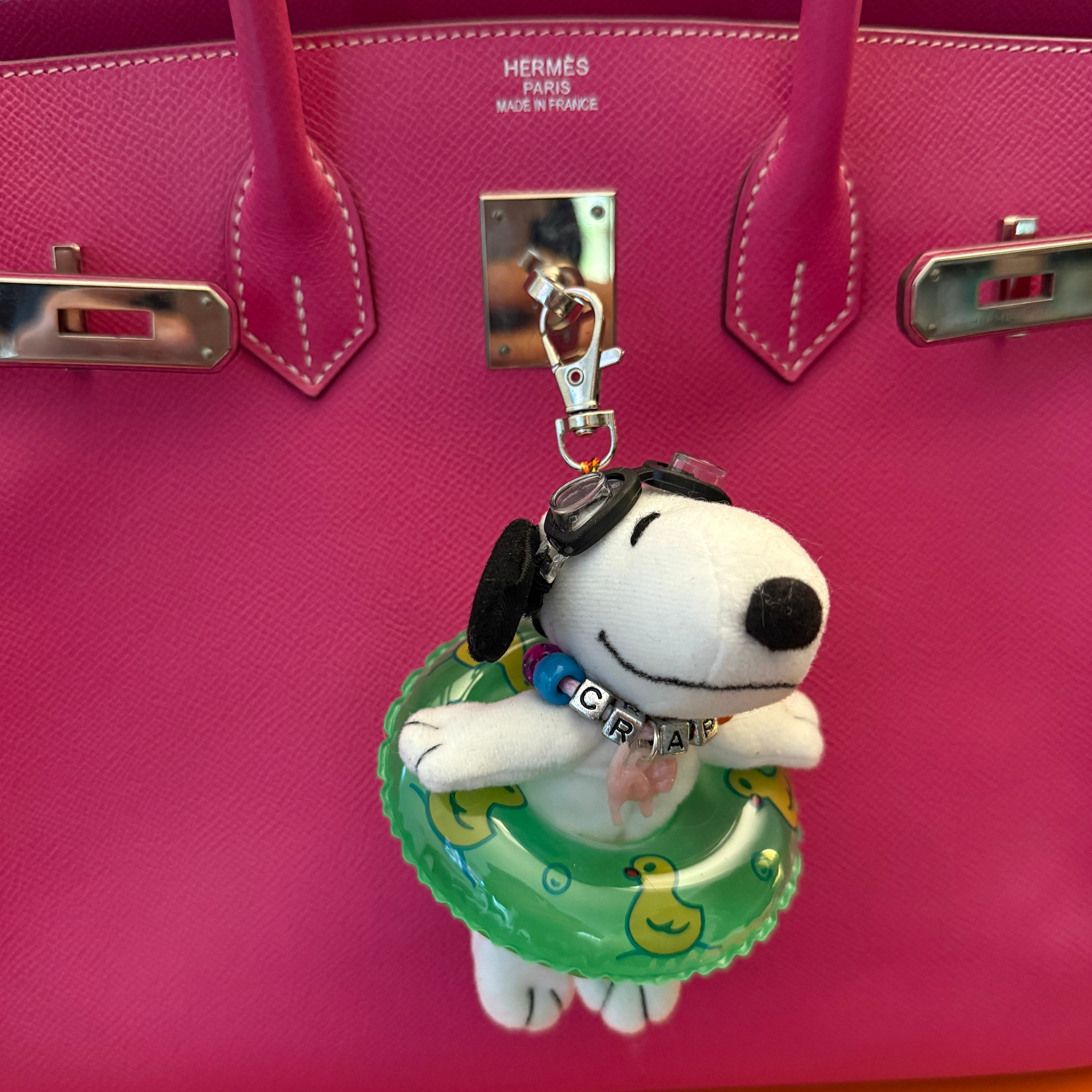 Plush Snoopy   with Pool Floatie + Goggles - snoopy rar peanuts vintage keychain vintage charms for bag nostalgia vintage keychains y2k collectible - Bag Crap