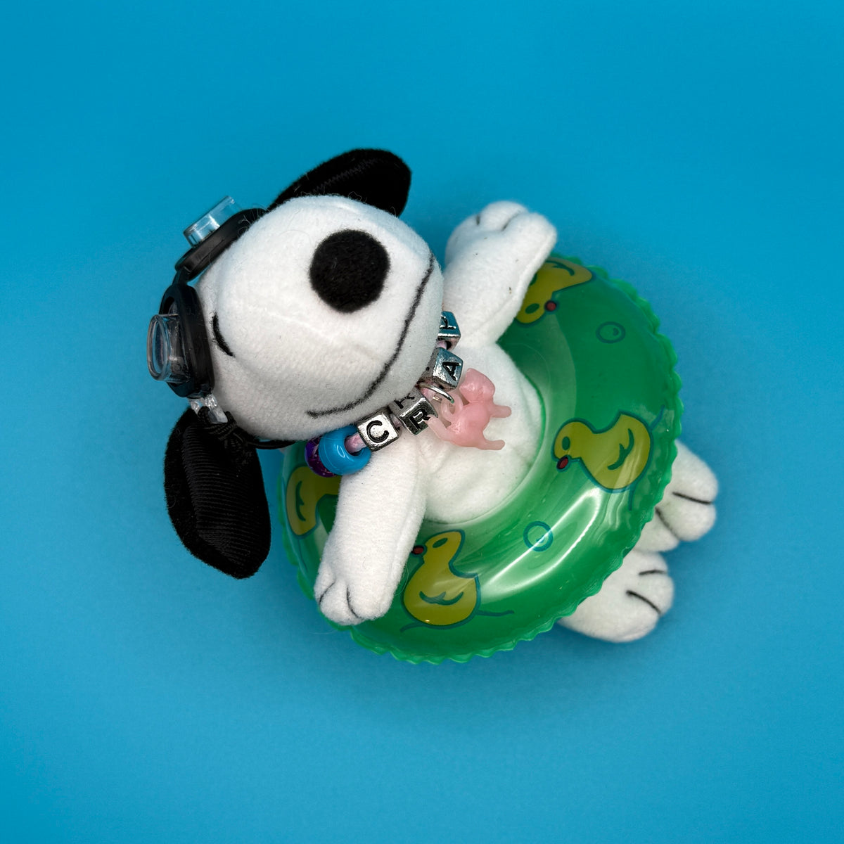 Plush Snoopy   with Pool Floatie + Goggles - snoopy rar peanuts vintage keychain vintage charms for bag nostalgia vintage keychains y2k collectible - Bag Crap