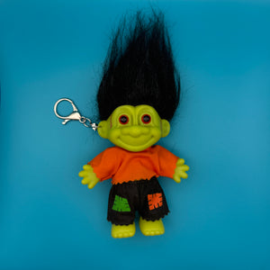 4'  Russ Troll Doll  : Green Frankenstein - troll charms troll keychains vintage keychain vintage charms for bag nostalgia vintage keychains y2k collectible - Bag Crap