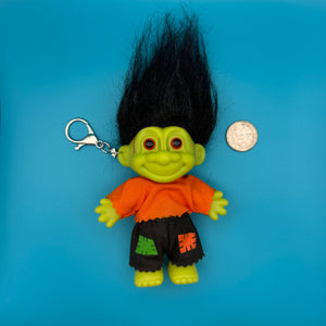 4'  Russ Troll Doll  : Green Frankenstein - troll charms troll keychains vintage keychain vintage charms for bag nostalgia vintage keychains y2k collectible - Bag Crap