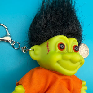 4'  Russ Troll Doll  : Green Frankenstein - troll charms troll keychains vintage keychain vintage charms for bag nostalgia vintage keychains y2k collectible - Bag Crap