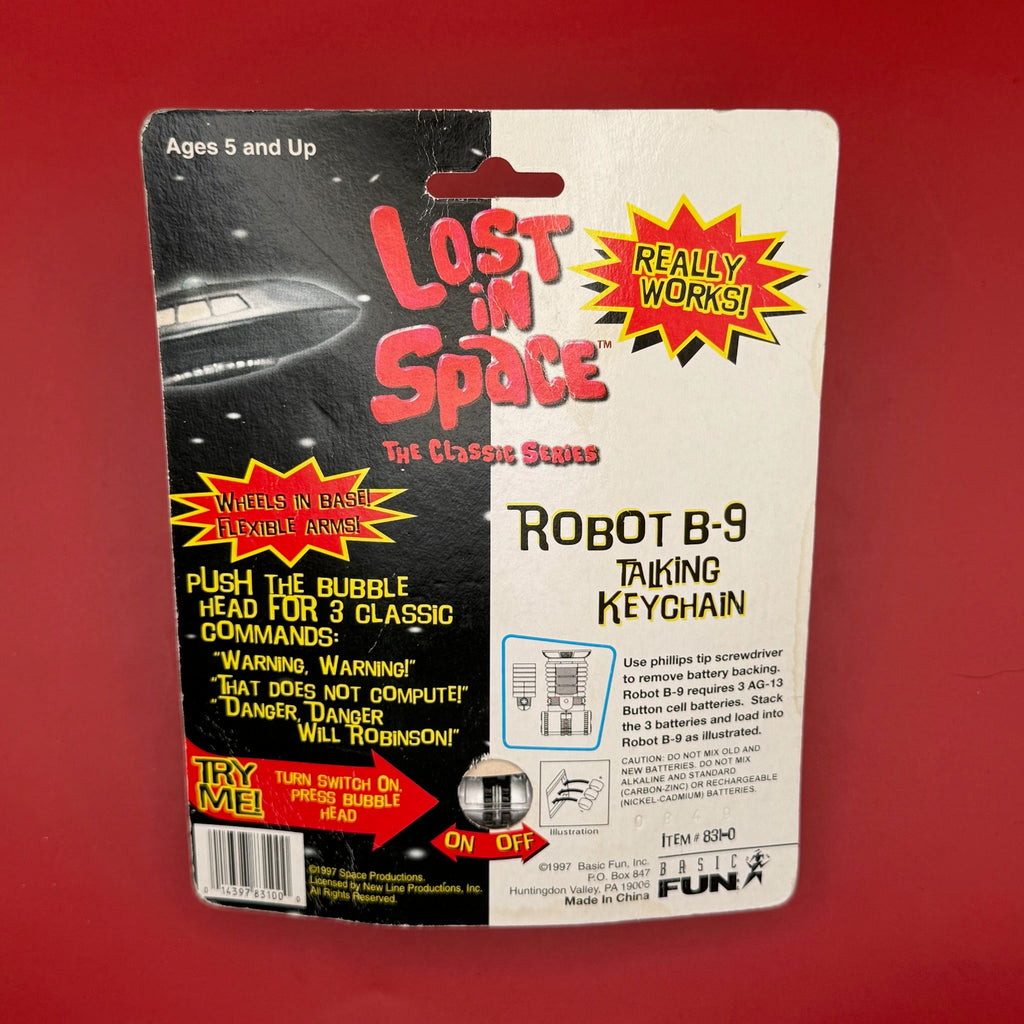NIB 90s Vintage Keychain: Lost in Space Talking B-9 Robot