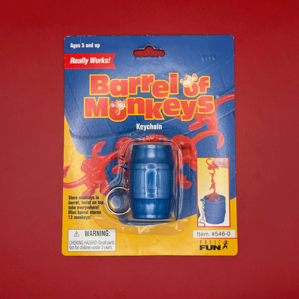 NIB 90s Vintage Keychain: Barrel of Monkeys Game