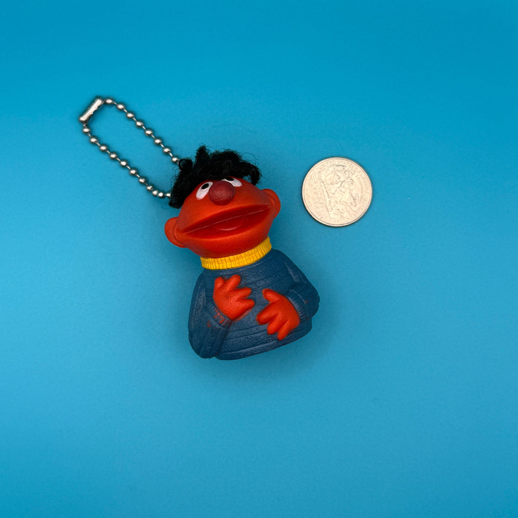 Vintage Sesame Street Toy Bag Charms - F. Ernie 1980s Finger Puppet Charm