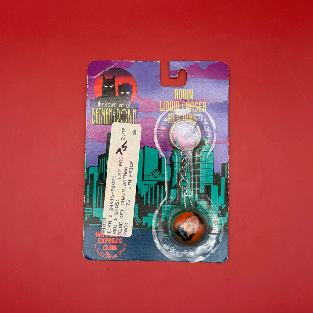NIB 90s Vintage Keychain: Batman & Robin Liquid Chaser