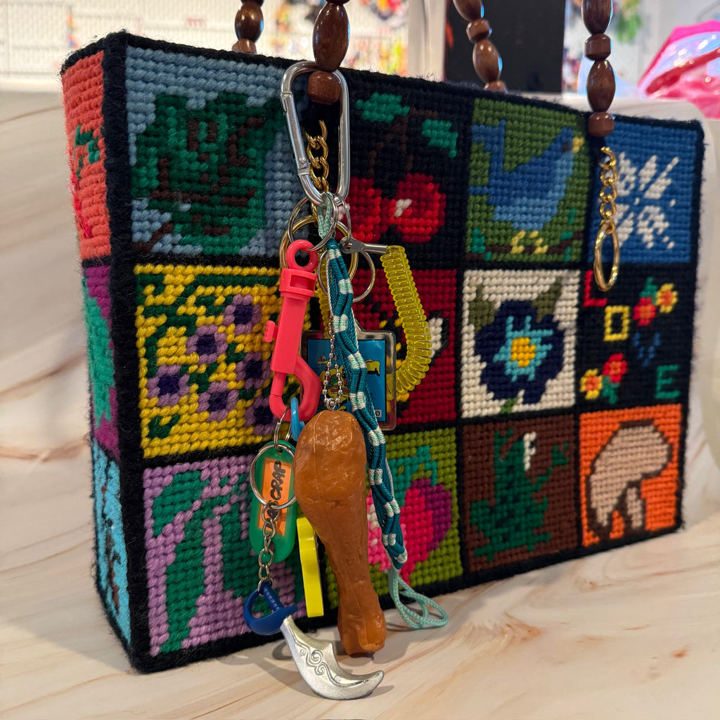 Vintage Chicken Drumstick and Silver Moon Keychain and Bag Charm Pack