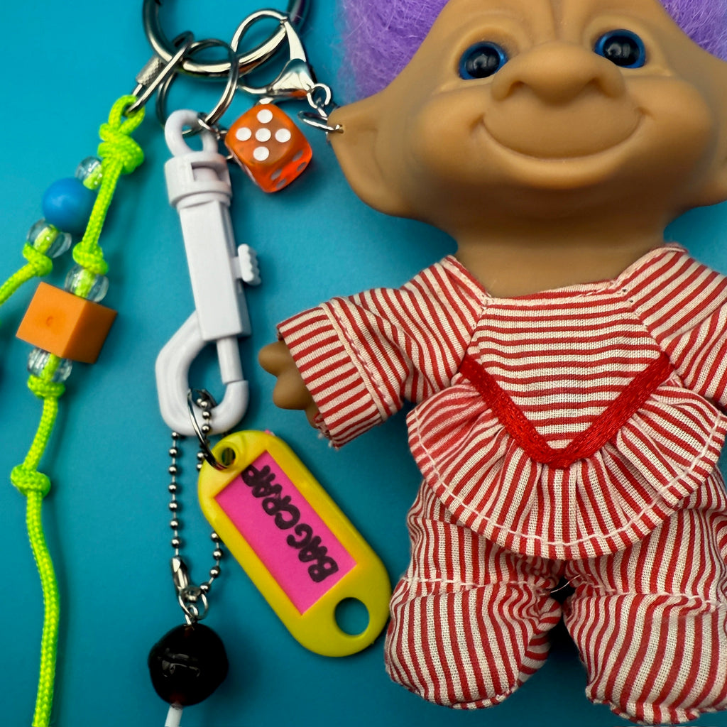 Vintage 80s Purple Troll Doll Bag Charm Pack