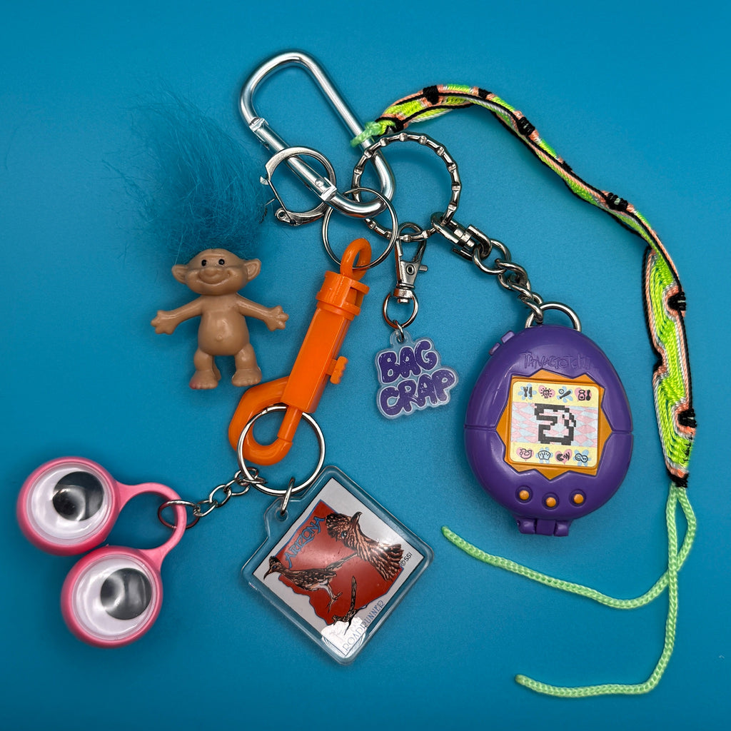 Vintage 90s Purple Tamagotchi Troll Bag Charm Pack