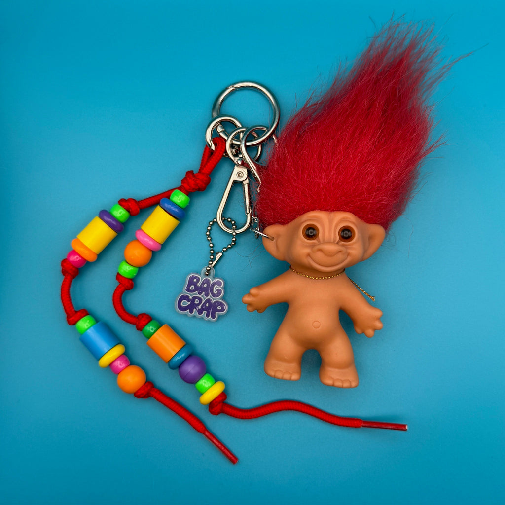 Vintage 1980s Red Troll Doll Bag Charm Pack
