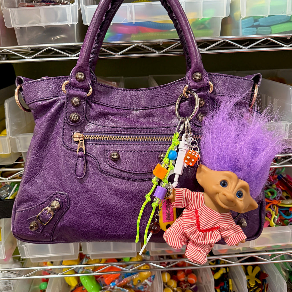 Vintage 80s Purple Troll Doll Bag Charm Pack