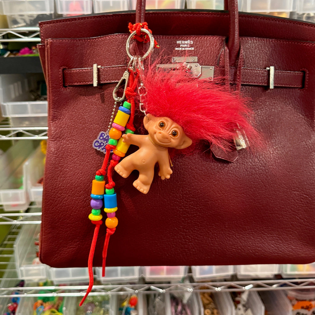 Vintage 1980s Red Troll Doll Bag Charm Pack