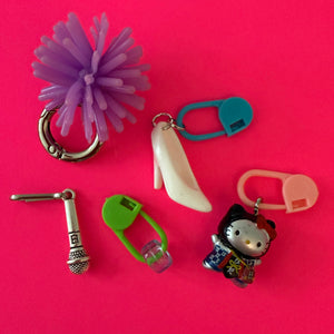 Bag Crap - Trinket Shoe Charm Set: Silver Hello Kitty + White Barbie Shoe