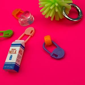 Bag Crap - Trinket Shoe Charm Set: Green Pom Pom + Milk