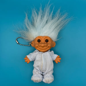 4'  90s Troll Doll  : Sleepytime Troll with Light Blue Hair - troll charms troll keychains vintage keychain vintage charms for bag nostalgia vintage keychains y2k collectible - Bag Crap