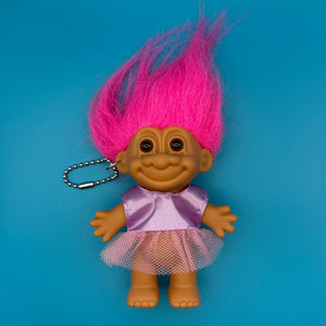 4'  90s Troll Doll  : Ballerina Troll with Pink Hair - troll charms troll keychains vintage keychain vintage charms for bag nostalgia vintage keychains y2k collectible - Bag Crap