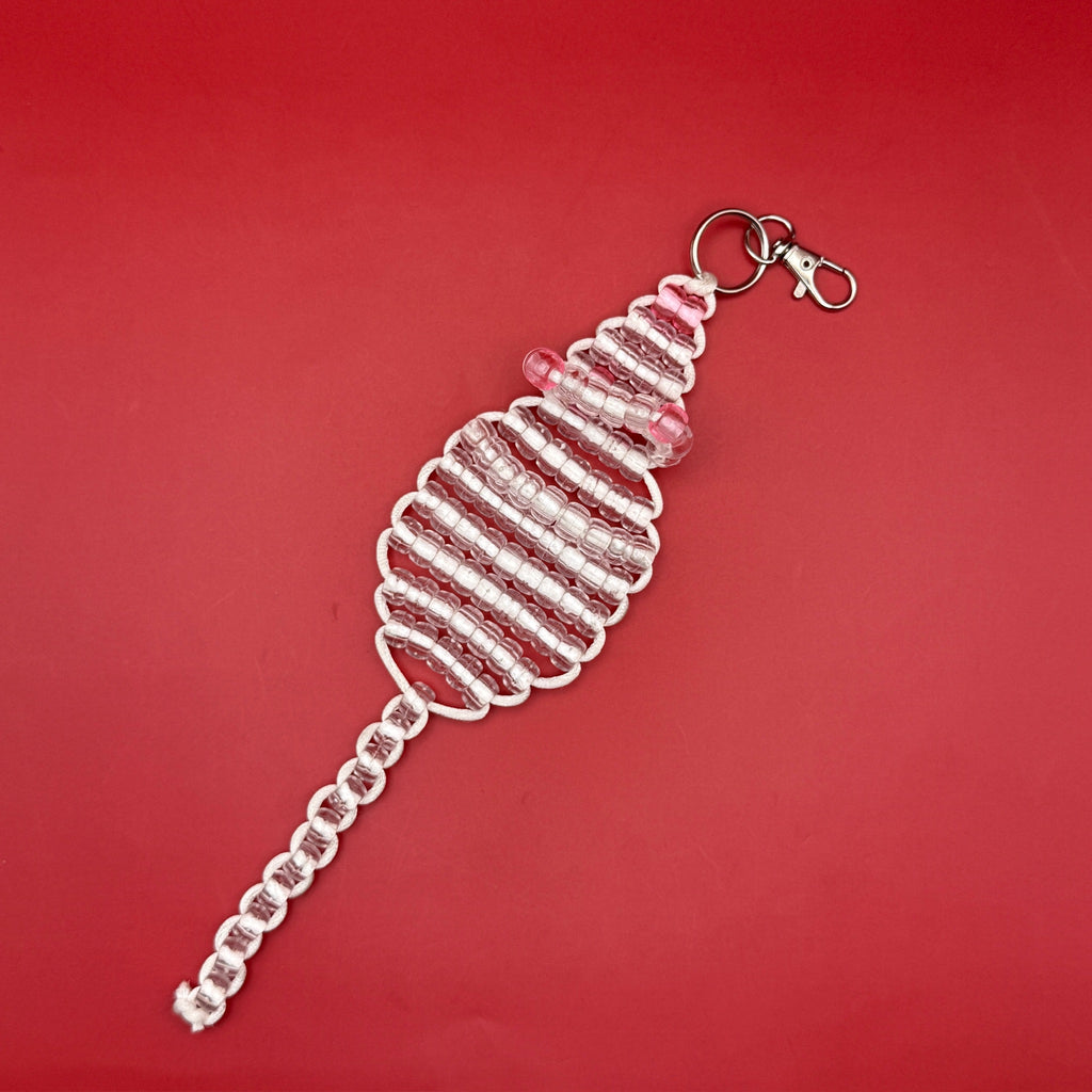 White Mouse Bead Buddy Bag Charm