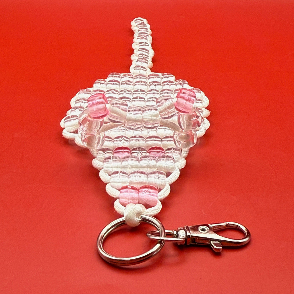 White Mouse Bead Buddy Bag Charm