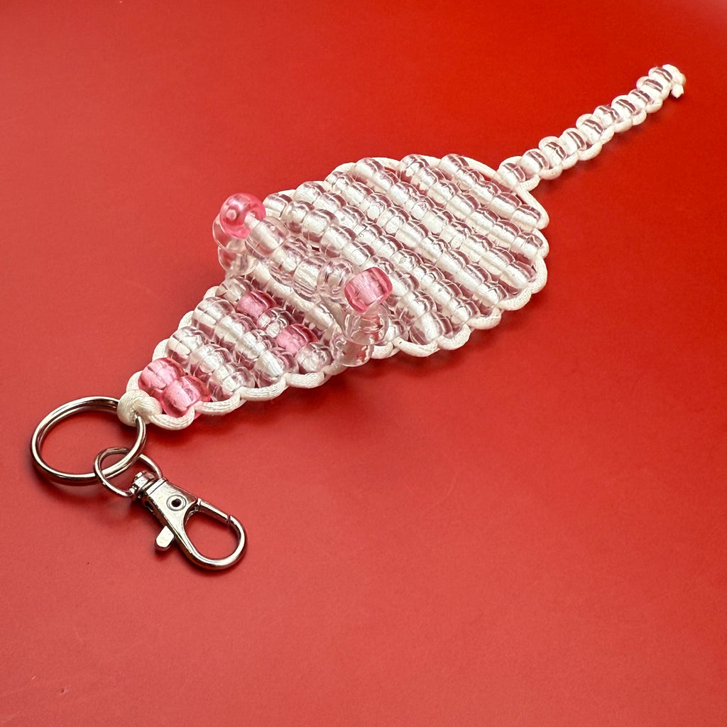 White Mouse Bead Buddy Bag Charm