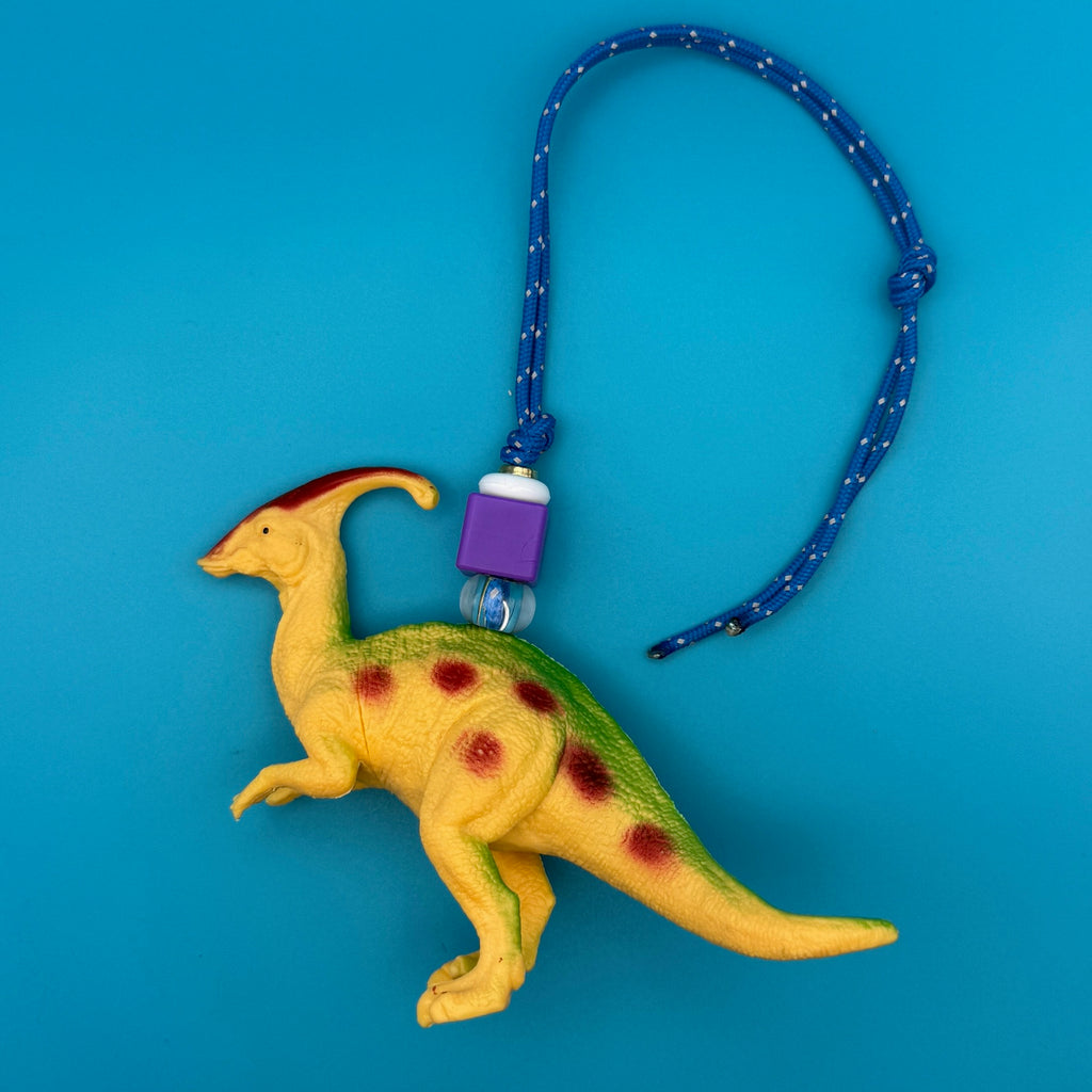Vintage Toy Dino with Beaded Paracord Bag Charm