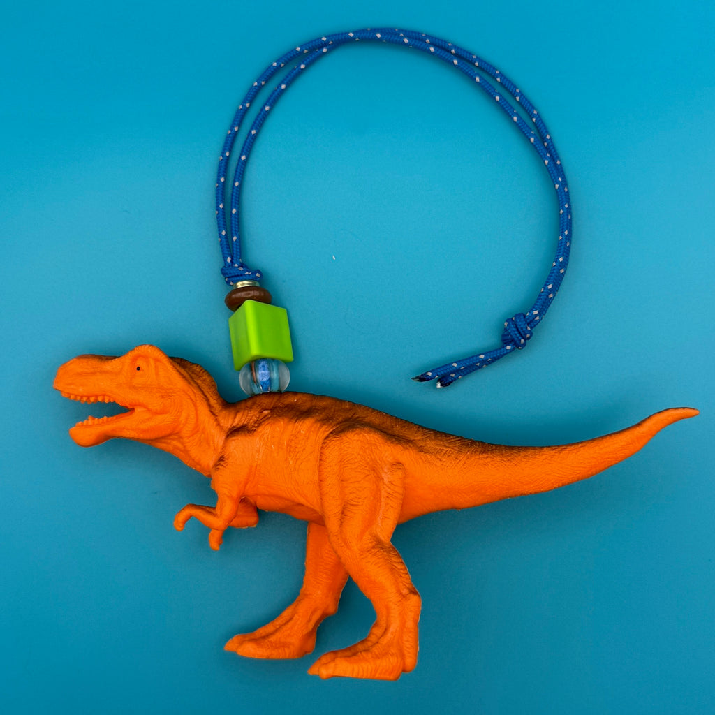 Neon Orange T-Rex Dinosaur Paracord Bag Charm